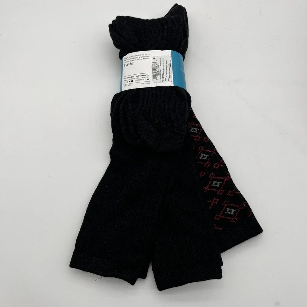HUE Knee Sock Women 4-10 Black 3 Pack Diamond Pattern Soft Boot Socks US00235S